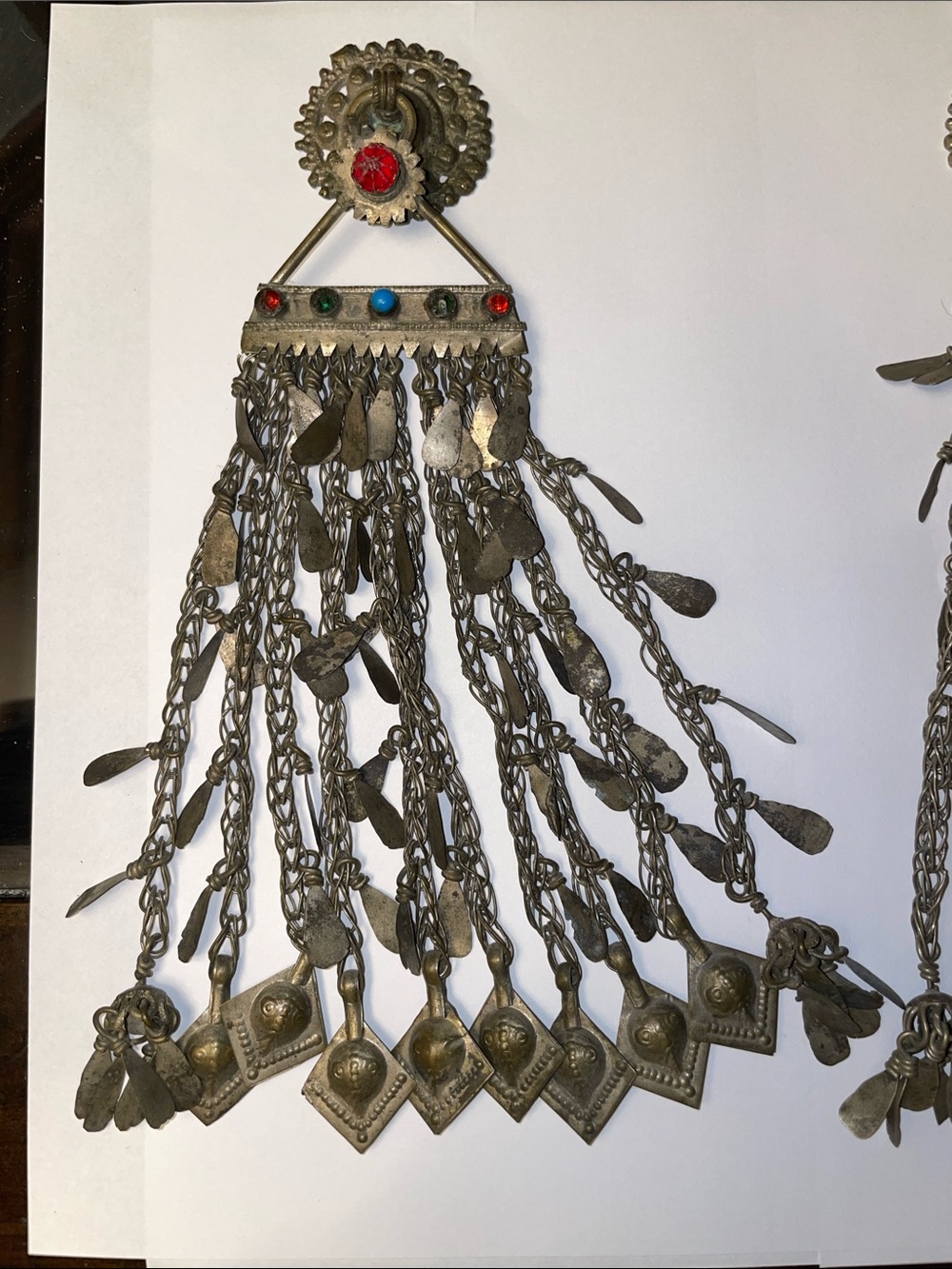 2 antique Kuchi pendants pulls Large Afghan tribal tassels metal Waziristan